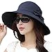 Siggi Womens Summer Bucket Boonie UPF 50+ Wide Brim Sun Hat Cord Cap Beach Accessories Navy, OS