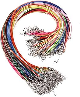 Juanya 100 Pcs 18 Inches 1.5mm Waxed Necklace Cord with Lobster Clasp for Jewelry Making, Mixed Color