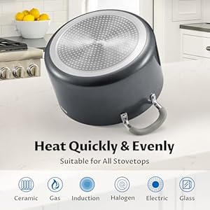 Bezia 6 qt cooking pots with lids soup pot with nonstick ceramic coating stay cool handles nonstick stock pot with lid dishwasher safe induction pot for cooking pasta pot with strainer lid  urban country home decor