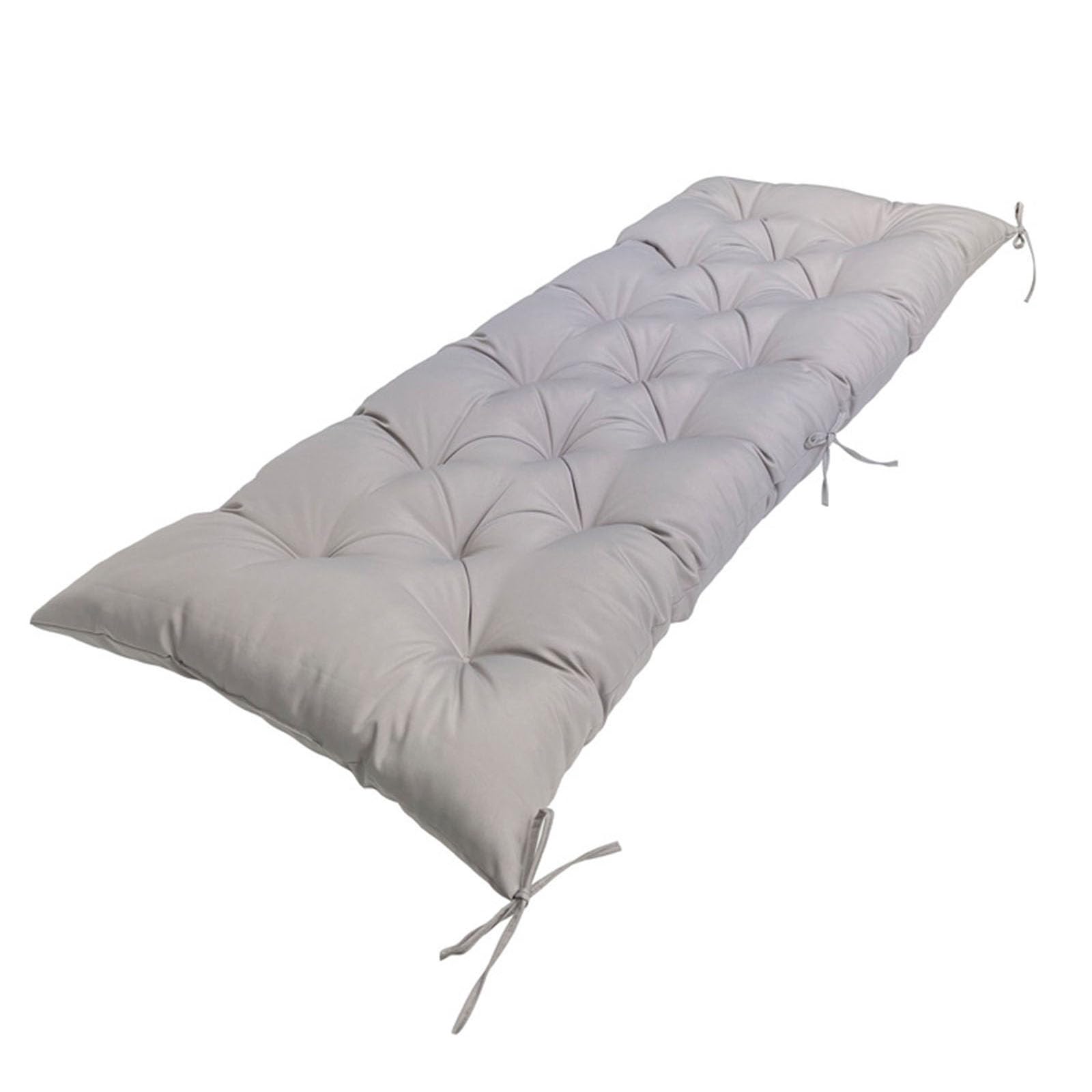 Panca da giardino impermeabile spessa 8 cm, per 2-3 posti, cuscino in pelliccia per esterni, con lacci di fissaggio, colore grigio chiaro, disponibile in 100 cm/120 cm/150 cm, ideale per patio e uso