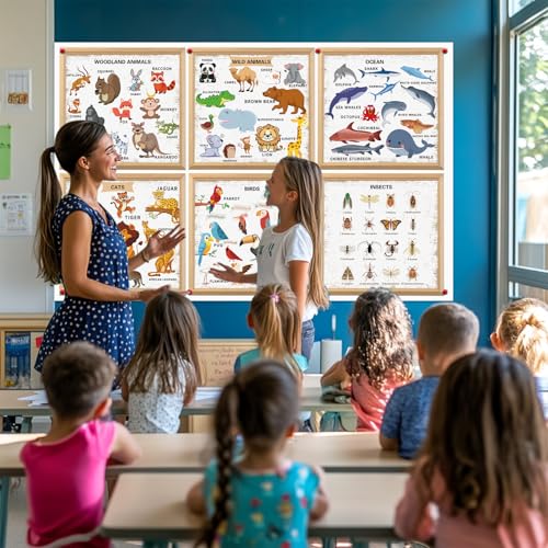 Image of ZOCOZY Huge Large Animal Recognition Poster, 54x35 Inch Jungle Animals Marine Animals Poster, Table Cloth Art for Kids, Home Classroom Party Decorations Supplies