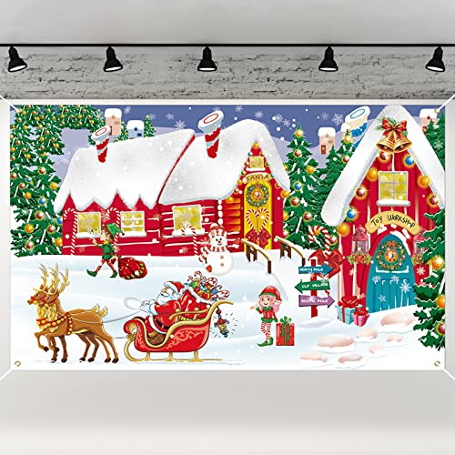 LAMEK 185x110cm Decoración de Pancartas Navideñas Extra Grande Navidad Fondo de Foto con Papá Noel Arbol de...