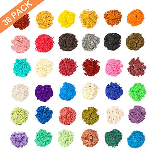 Mica Powder,Natural Soap Making Supplies,Resin Pigment Kit,Epoxy Resin Dye,36 Colors Soap Making Dyes,H
