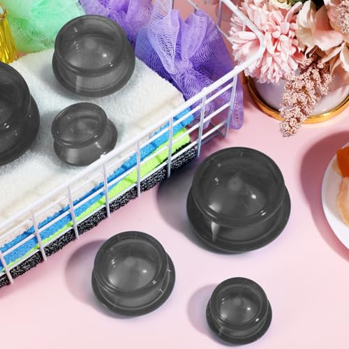 Image of TrelaCo 6 Pcs Silicone Cupping Kit for Massage Therapy,Clear Black | Cupping Cups 3 Sizes, Suction Therapy for Body Massage Myofascial, Relieves Cellulite Muscle Pain Tension, Studio Household