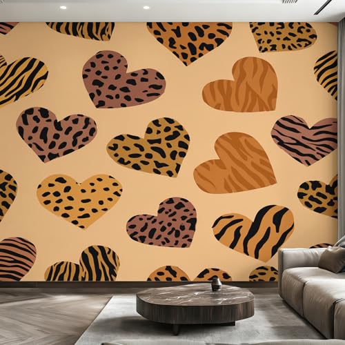 Papier peint cœur abstrait léopard pour créer un salon chaleureux