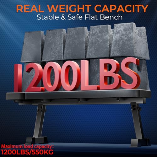 Banc de musculation plat de 550 kg avec appui-tête – Bonvork 138 cm rallongé, banc de fitness, banc de fitness, banc plat pour la salle de fitness à domicile, la musculation, le développé couché pour – Image 3