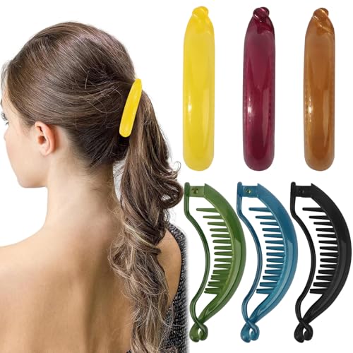 Pack de 6 pinzas banana multicolor para cabello miniatura 2