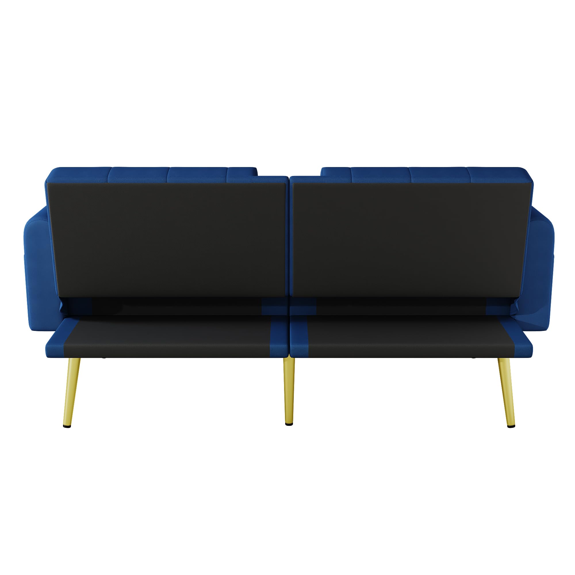 SACOOL Sofá cama doble plegable con función reclinable, tres ángulos de inclinación ajustables, soporte para bebidas, funda de tela, color azul, adecuado para salón, dormitorio, cine en casa