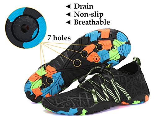 SAGUARO Water Shoes Mens Quick Drying Sea Shoes Breathable Wet Shoes Beach Surf Swim Shoes for Sailing,Snorkeling Night Black 10.5 UK