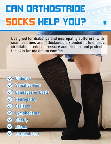 Image of Wide Diabetic Socks for Men Women, Loose Fit for Swollen Feet
