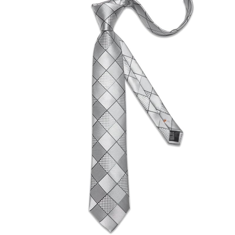 Corbata a cuadros para hombre 8cm formal con accesorios miniatura 5