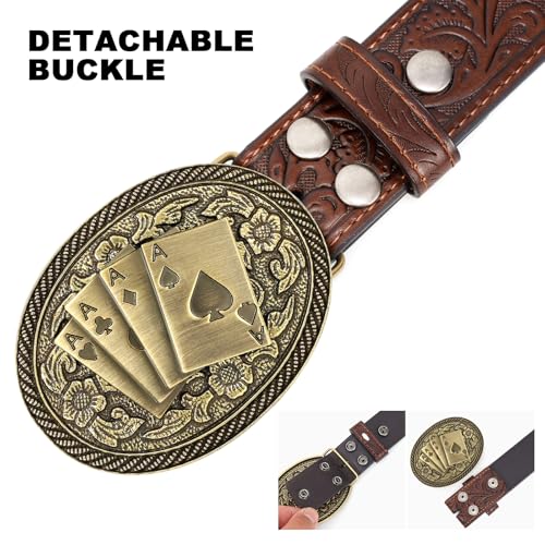 SANSTHS Western Cowboy Belt for Men Bull Buckle Belt Womens Western Floral Engraved Leather Belts for Jeans2