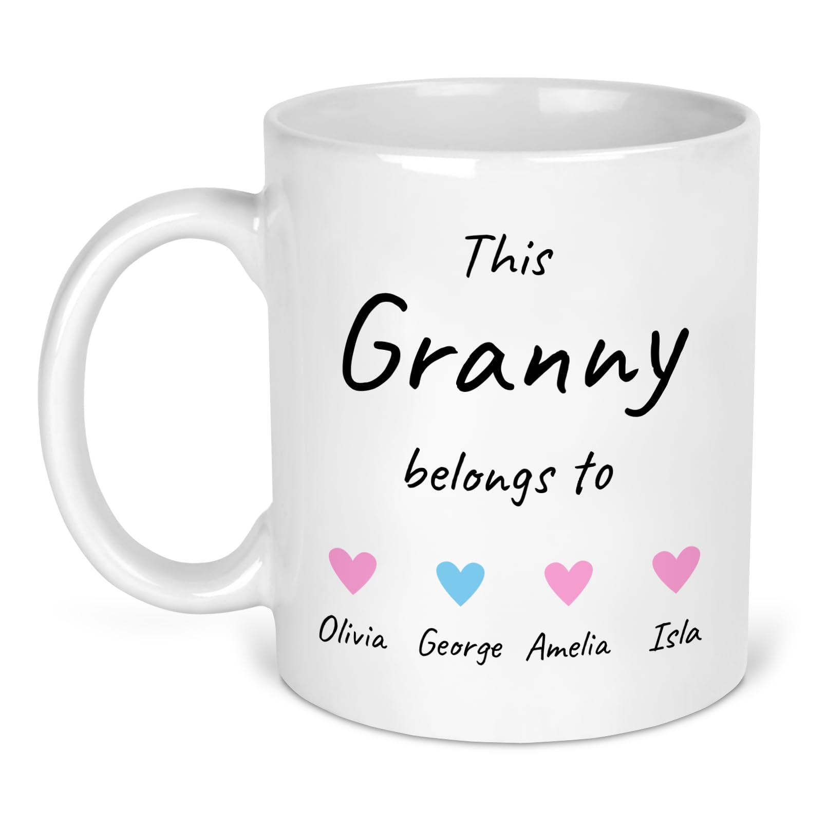 Chicken Craft Personalised 'This Granny Belongs to' Mug - Custom Name & Heart Design - Gift for Granny, Nanny, Grandma, Mother's Day, Birthday, Christmas