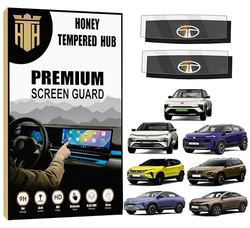 Image of (2 PACK STEERING GUARD For TATA NEXON PUNCH, CURVV, SAFARI, HARRIER, TIGOR, TIAGO /Anti Scratch /Water Resistant /Car Digital Display Protector Accessories [Not Tempered Glass]