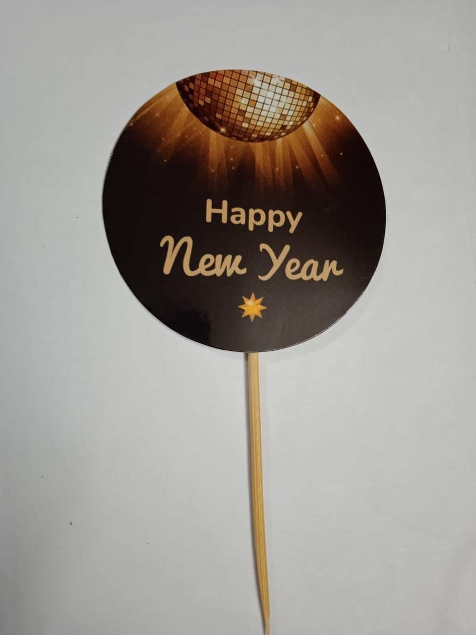 Merry Christmas and Happy New Year cake topper pack of 50 (brown)