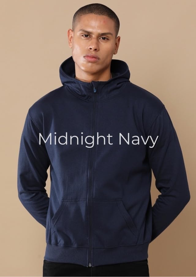 Image of REPUBLIC Cotton Fleece Regular Fit Hooded Sweatshirt Full Sleeves Solid Jumper Sweatshirt for Men
