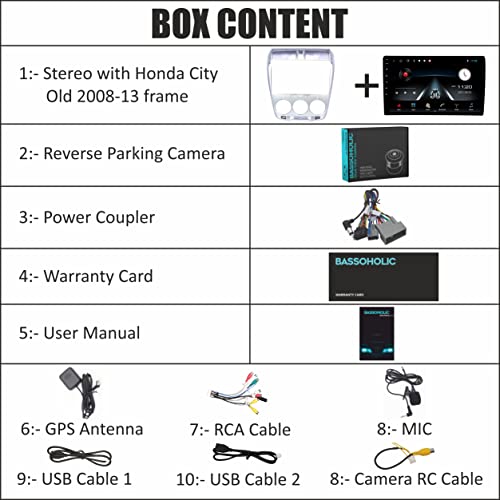 Image of 10 inch Android Car Stereo for Honda City (2008-2013) | 2GB RAM /16GB ROM | WiFi | GPS | Steering Wheel Control | Full HD Gorilla Glass Display | Bluetooth | Reverse Camera | 1-Year Warranty