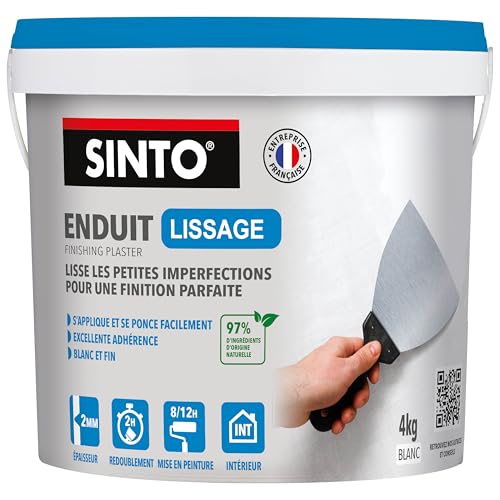 SINTO - Enduit de Lissage Pâte - Elimine les Petites et Grosses Imperfections - Prêt à l'Emploi - Usage Intérieur - Technique Professionnelle - Finition...