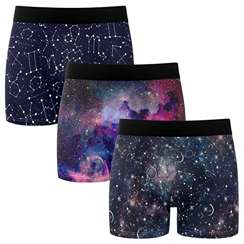 ZZXXB Galaxy Star Constellation Mens Boxer Briefs 3 Pack Underwear Breathable Stretch Boxer Trunk S-XXL
