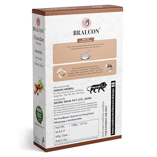 BRALCON Kasturi Haldi Chandan Powder Combo for Face Pack | Sandalwood Powder | Amba Haldi Powder Pack of 2 | 200gm