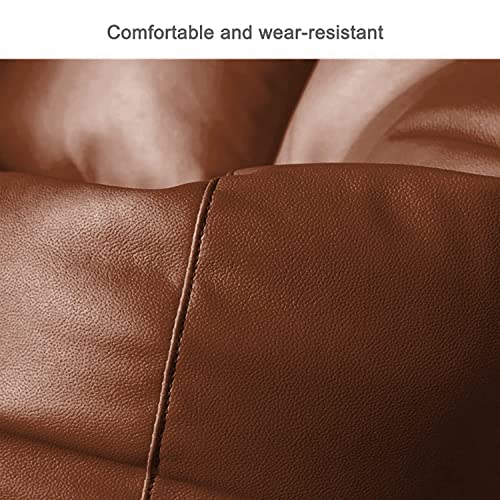 Image of Gold 3XL Bean Bag Combo with Footstool & Cushion | Faux Leather Teardrop Bean Bag for Adults & Teens | Pre-Filled with Beans | Home, Bedroom, Living Room, Office (3XL - Tan)