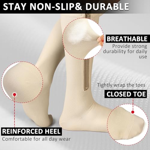 Image of Ailaka Medical 15-20 mmHg Zipper Compression Socks Women Men