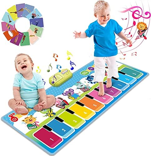 Joyjoz Piano Mat, Upgraded Musical Mat with 8 Instruments Sounds Child Floor Keyboard Touch Play Blanket Dance Mat Build-in Speaker & Recording Function Xmas Gift Toys for Baby Girls Boys Toddlers