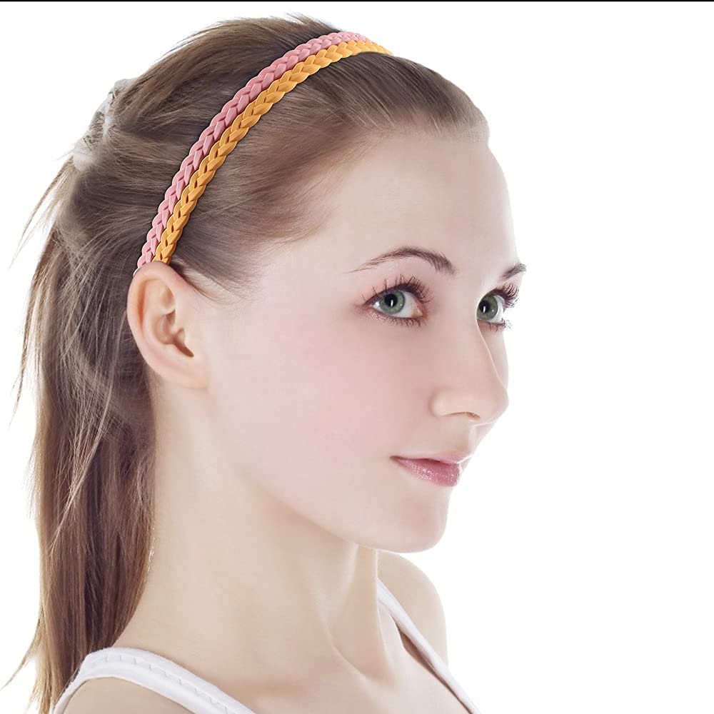 Glamifirsto 6mm Thin Headbands for Girls and Women - Plastic Pigtail Style With Teeth, Skinny for Kids, Teens, Lady (Set of 12) - Multicolor 3