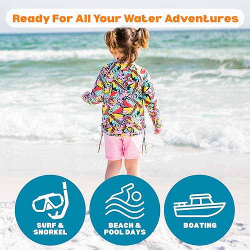 Image of SwimZip Girls' 3 Pc Swim Set w /Long Sleeve Rash Guard, Tankini & Shorts UPF 50+