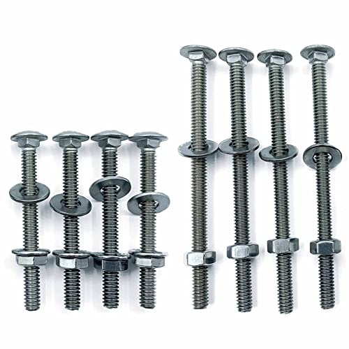 Image of (8Pcs) 304 Stainless Universal Headboard or Footboard Hardware Bolts and Nuts 4 inches 2-1 /2'' Long Carriage for Furniture Beds Sofa Table Chairs Wheelbarrow Handles Replacement Kit