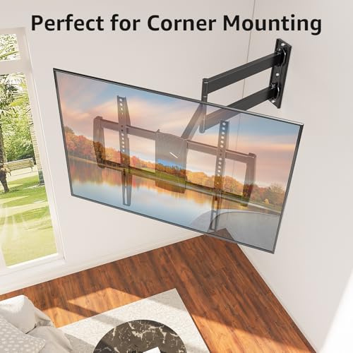 Image of MOUNTUP Corner TV Wall Mount for Most 42-75 Inch TVs with 32 inch Long Extension, Long Arm TV Mount, Full Motion TVs Mount Swivel Articulating Mounts, MAX VESA 600x400mm, Holds up to 99 lbs