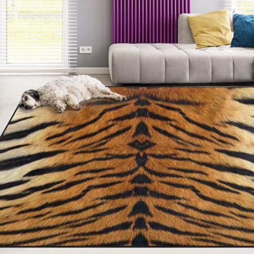 Naanle 1772990P146C161S241 Animal Print Area Rug 3'X5', Tiger Print Polyester Area Rug Mat cover