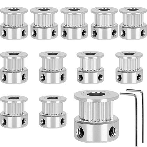 12 PCS GT2 Timing Belt Pulley 20Teeth 6.35mm Bore Timing Pulley Aluminum Wheel for 3D Printer 6mm Width GT2 Timing Belt