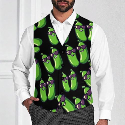 Zucchini-Courgettes Men's Suit Vests Business Formal Dress Vest V-Neck Waistcoat for Wedding Casual2
