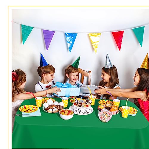 Image of tujol Green 6 Pack Plastic Table Cloth 54 inch x 108 inch, Disposable Tablecloths Rectangle Table Cover, Plastic Tablecloth for Parties