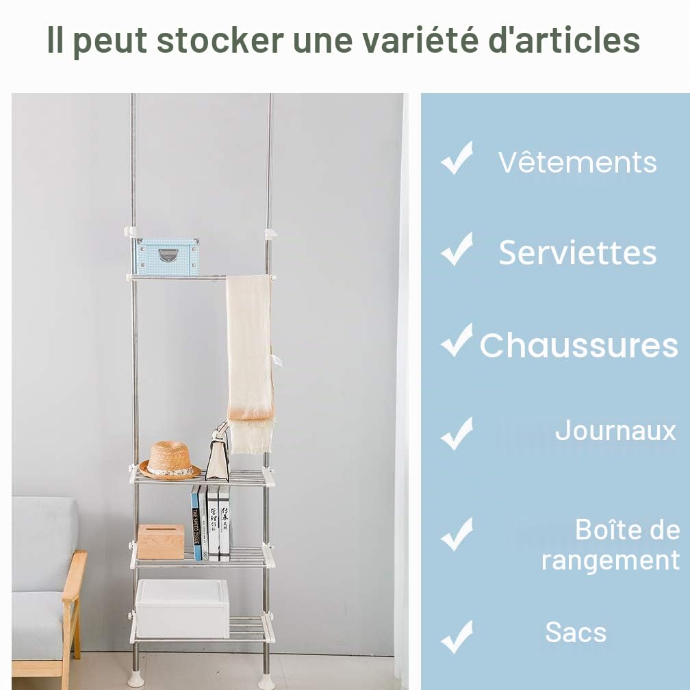 Étagère de rangement Hershii au-dessus des toilettes et machines à laver, sèche-linge, unité de rangement, double poteaux de tension