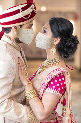 Image of ᵀᴹ : WEDDING SPECIAL Cloth Face Mask - Washable Light Weight Satin - Cotton Masks MULTI COMBO (PACK OF 3 - GOLD-RED-BLACK)