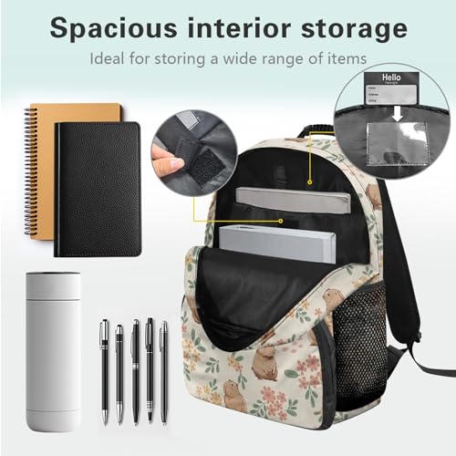 Cute Girls Backpack Set Cute Capybara School Backpacks for Girls Schoolbag Sets with Lunch Box Water Bottle Sleeve Bag Casual Lightweight Daypack for School4