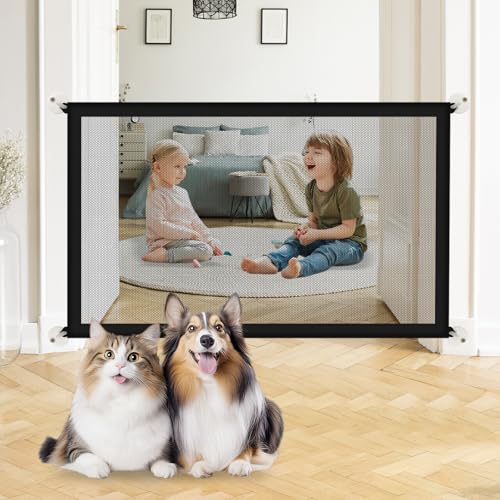 Treppenschutzgitter Ohne Bohren 110 x 72 cm Türschutzgitter Hund, Türgitter Hundegitter, Türgitter Katze, Treppenschutzgitter Ausziehbar, Türschutzgitter, Kindersicherung Treppe, für Haustiere, Babys