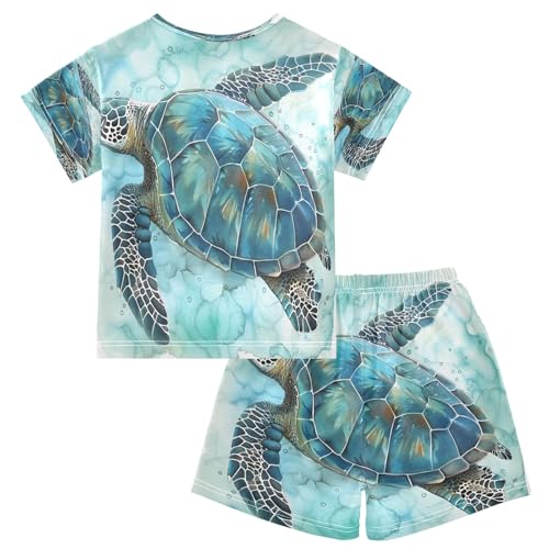 Sea Turtle Kids Pjs Set Boys Girls Summer Short-Sleeve Sleepwear Pajamas 2PCS2