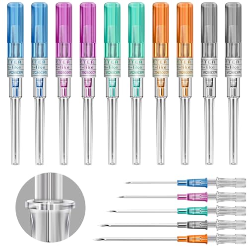 prgislew 10Pcs Mixed Piercing Needles (14G-22G) - Hollow Cannula Body Piercing Tools for Ear Nose Belly Lip & Cartilage - Professional Piercing Supplies
