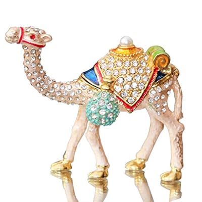 Waltz&F Camel Figurine Trinket Boxes Ornament Crystals Hand-painted Patterns Jewelry Trinket Box Hinged Collectible Ring Display Holders