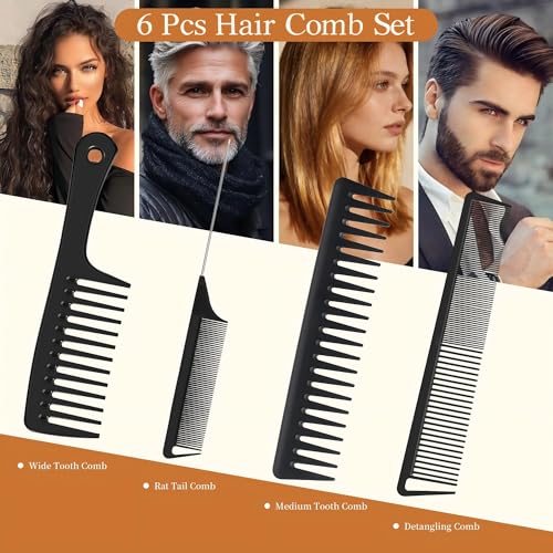 Set profesional de 6 peines de plástico negro miniatura 4