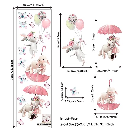 Vinilo decorativo de conejo rosa sacinora para pared miniatura 4
