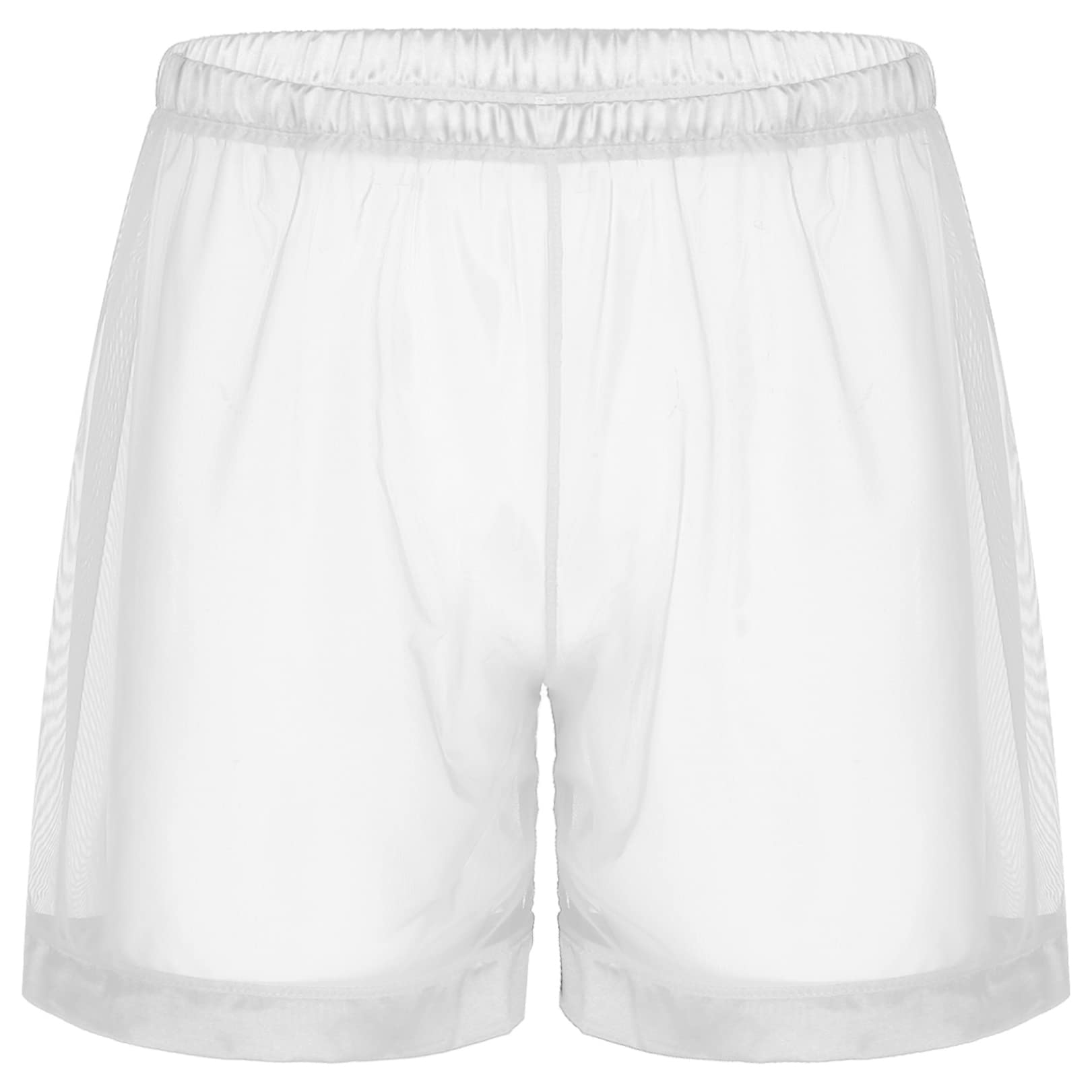 FEESHOW Mens See-Through Mesh Loose Shorts Underwear Cover up Boxer Trunks