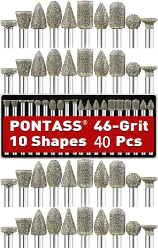 Juego de 40 Fresas de Diamante Compatibles con Accesorios de Lijado Dremel con Vástago de 3 Mm, Ajuste para Vidrio, Piedras Preciosas, Detalles de Jade, Cristal, Grabado Y Perforación de Perlas
