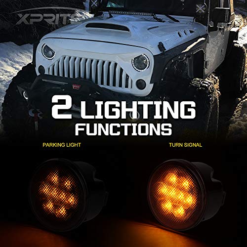 Image of Amber Smoked LED Turn Signal Lights w /Parking Compatible with 07-18 Jeep JK