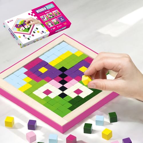 Image of CUBIKA Mosaic Wooden Pixels - Montessori Puzzle for Toddlers - 250-Piece Wooden Puzzles for Toddlers- Educational Travel-Friendly Kids Puzzles Ages 2-4 - FSC Wood, German Water-Based Paints