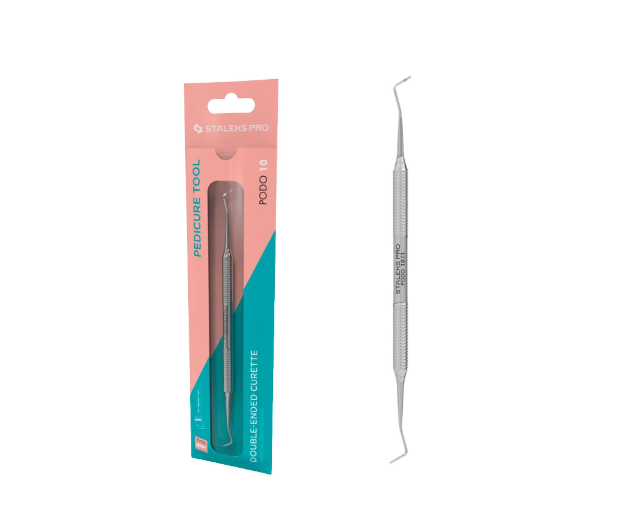 STALEKS PRO Spintore per pedicure, curetta a due punte semi-sferica, acciaio inossidabile AISI 420 Podo PP-20/1