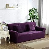 YB&GQ Plush Velvet Sofa Cover for 3 Cushion Couch,Solid Color Couch Cover Stretch Recliner Chair Cov